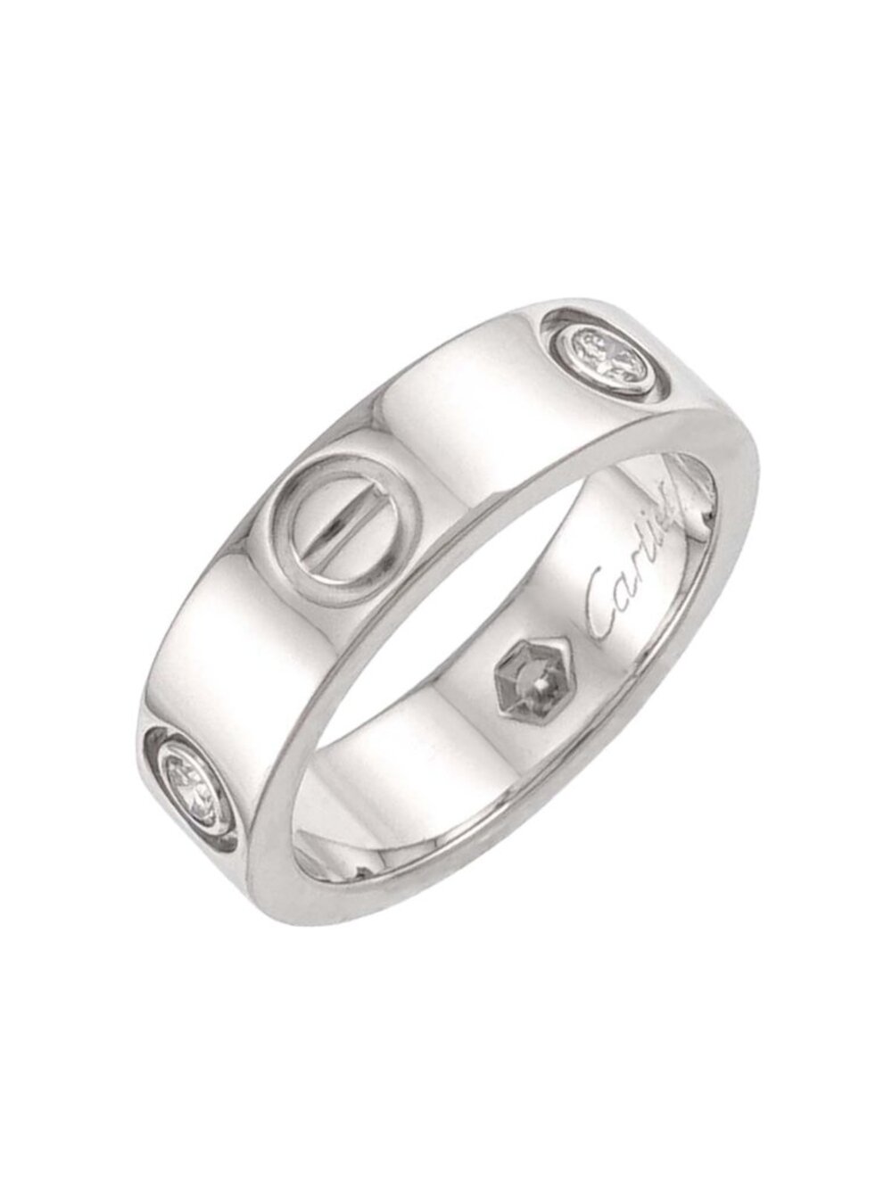 Cartier Love 51 Ring Half Diamond 18k White Gold 750
